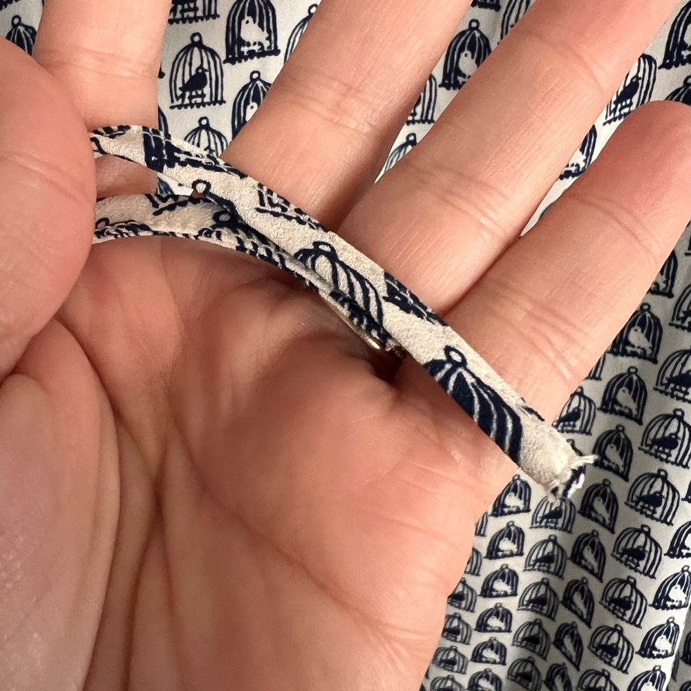 Talbots Women’s Blouse Birdcage Print Blue White size Large Petite - Picture 5 of 10